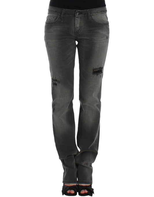 Graue Jeans mit geradem Bein