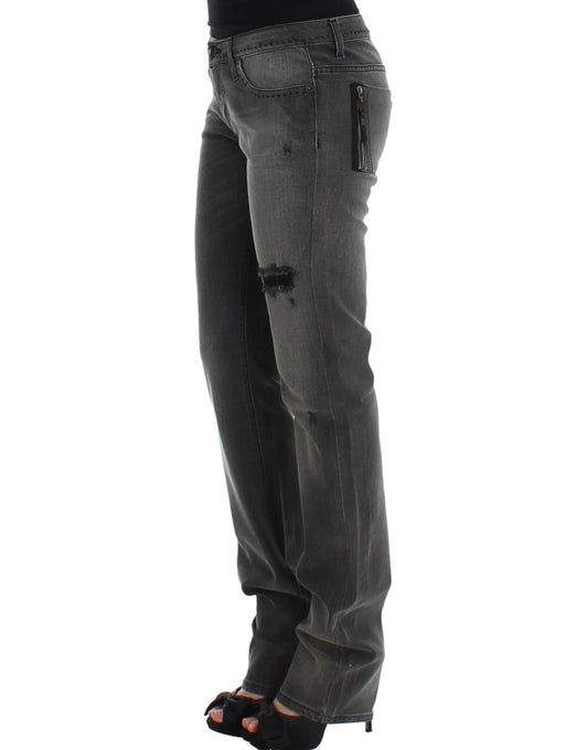 Graue Jeans mit geradem Bein