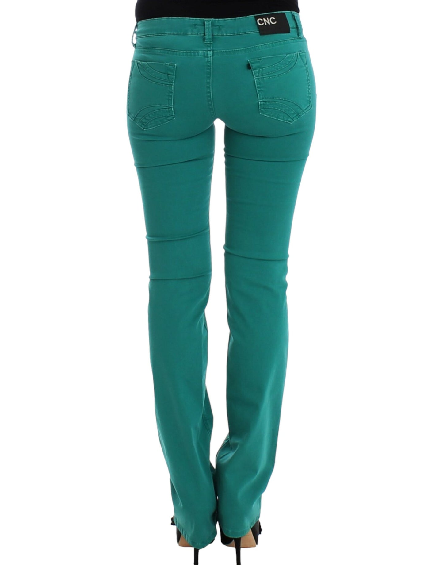 Grüne Jeans mit geradem Bein