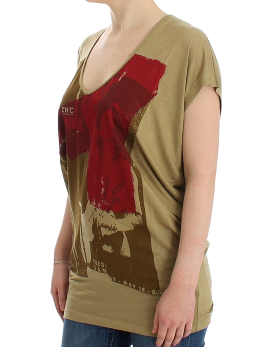 Grünes Kurzarm-T-Shirt mit Aufdruck