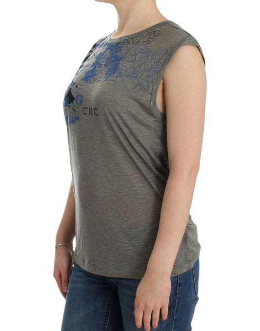 Ärmelloses T-Shirt mit grauem Aufdruck