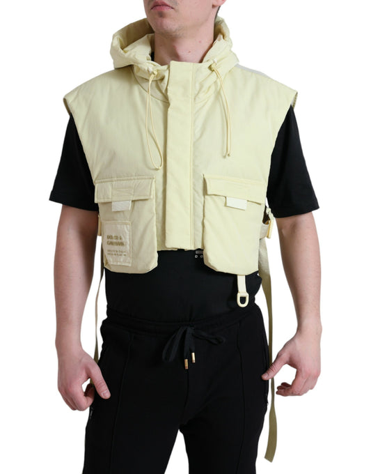 Gelbe Sportweste aus Nylon mit Kapuze
