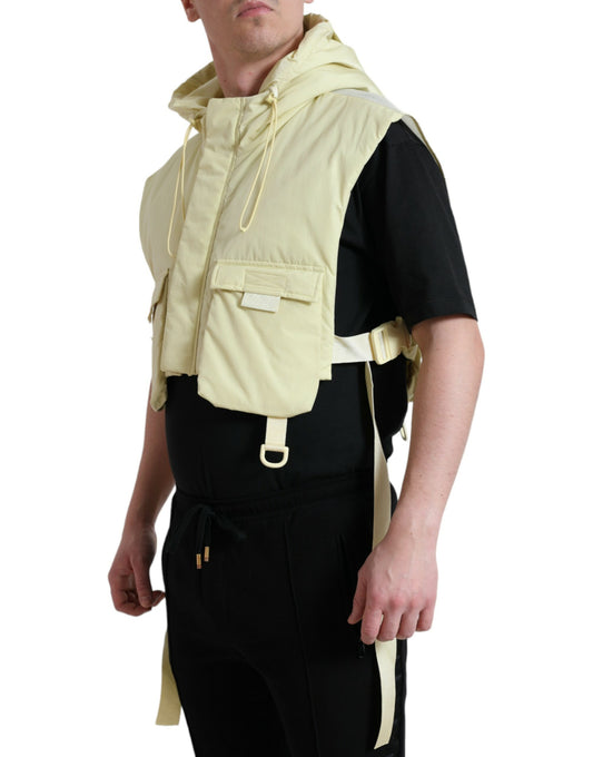 Gelbe Sportweste aus Nylon mit Kapuze