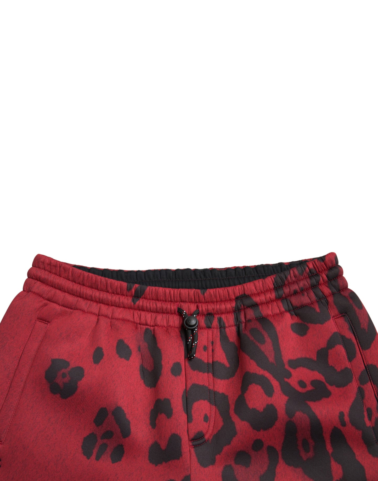 Rot-schwarze Stretch-Jogginghose mit Leopardenmuster