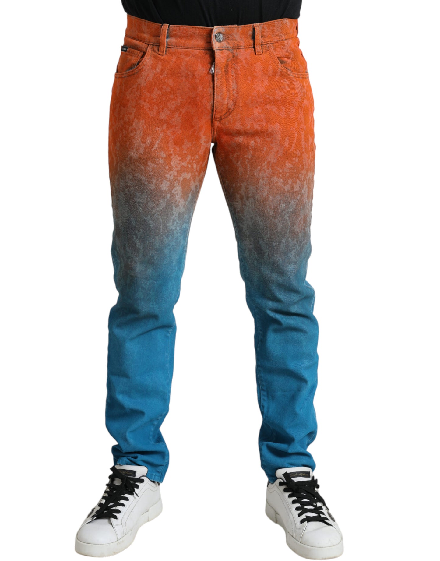 Mehrfarbige Slim Fit-Jeans aus Baumwoll-Ombre-Denim