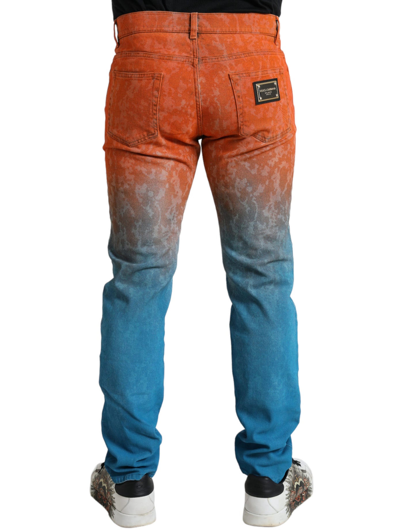 Mehrfarbige Slim Fit-Jeans aus Baumwoll-Ombre-Denim