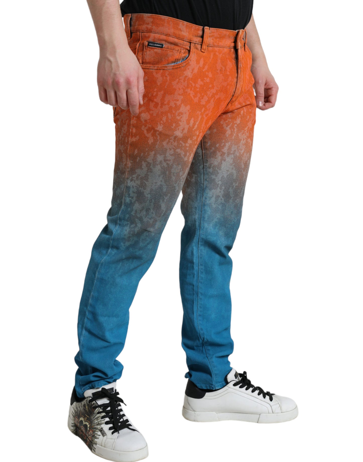Mehrfarbige Slim Fit-Jeans aus Baumwoll-Ombre-Denim