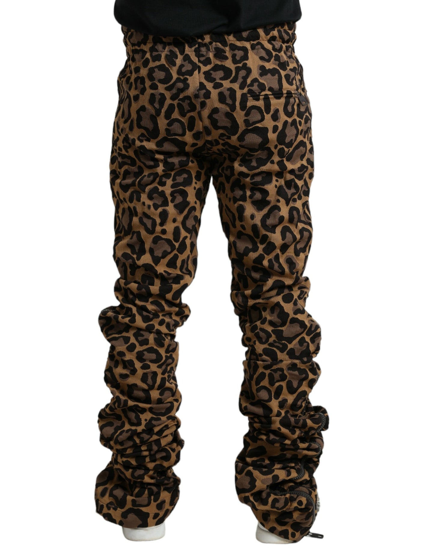Braune Jacquard-Jogginghose mit Leopardenmuster