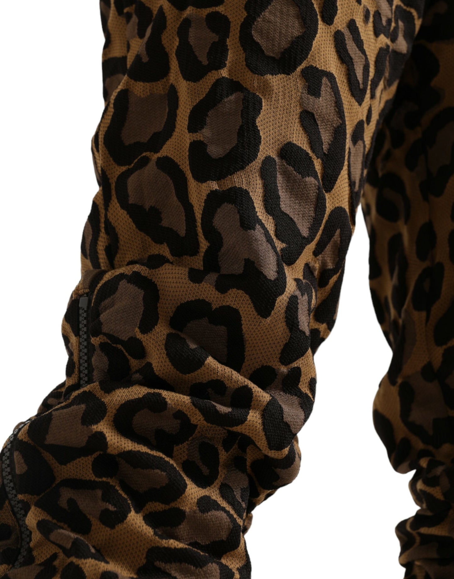Braune Jacquard-Jogginghose mit Leopardenmuster