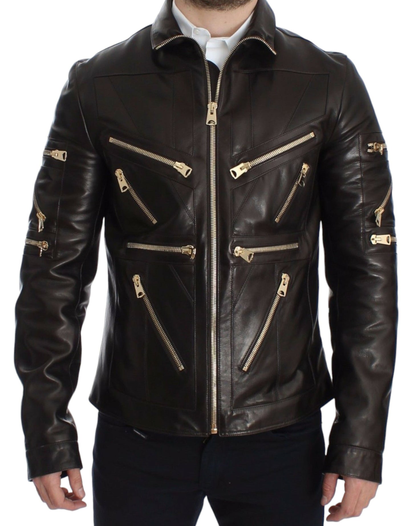 Braune Reißverschlussjacke aus Lammleder