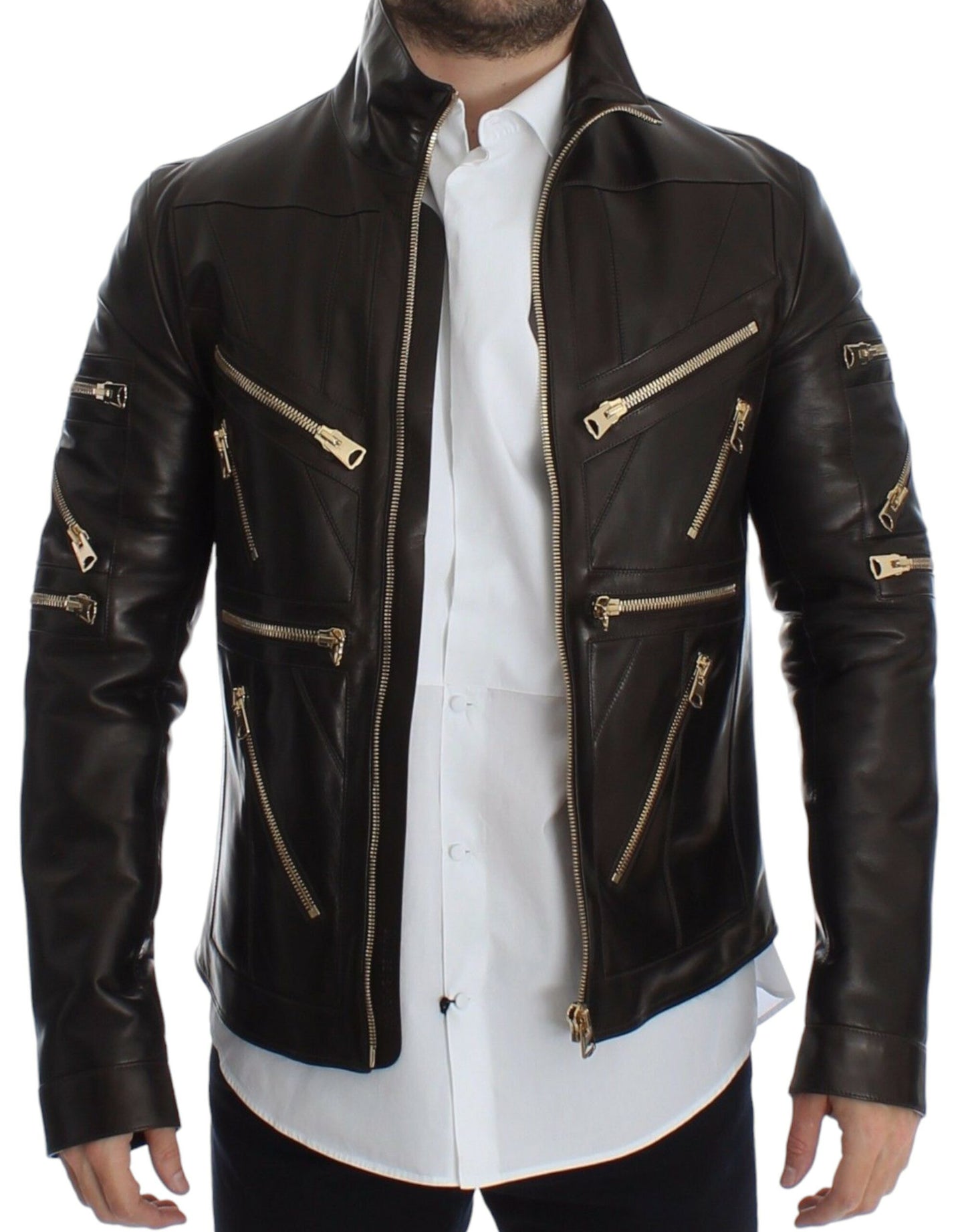 Braune Reißverschlussjacke aus Lammleder