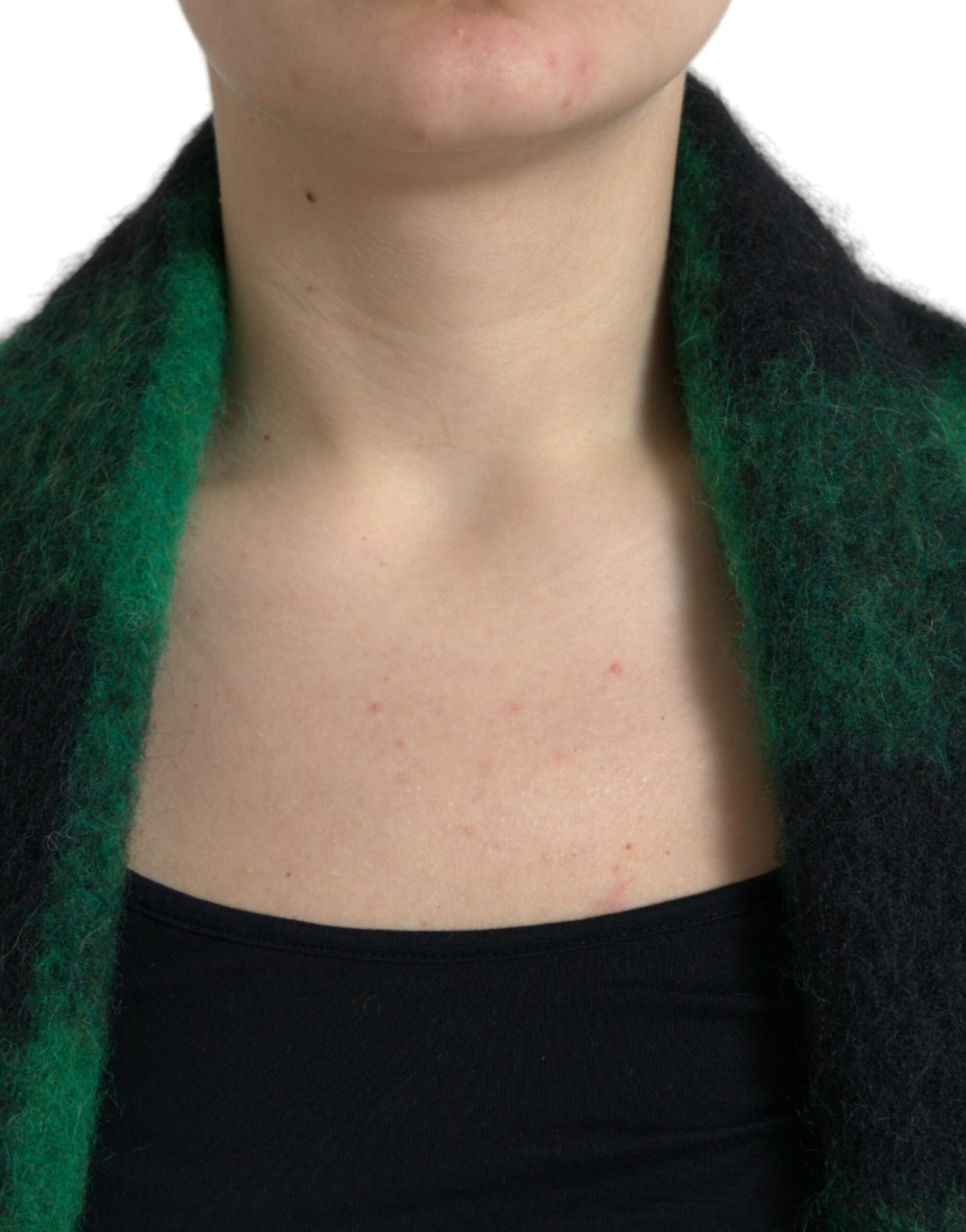 Schwarz-grüne Buffalo Check Poncho-Manteljacke