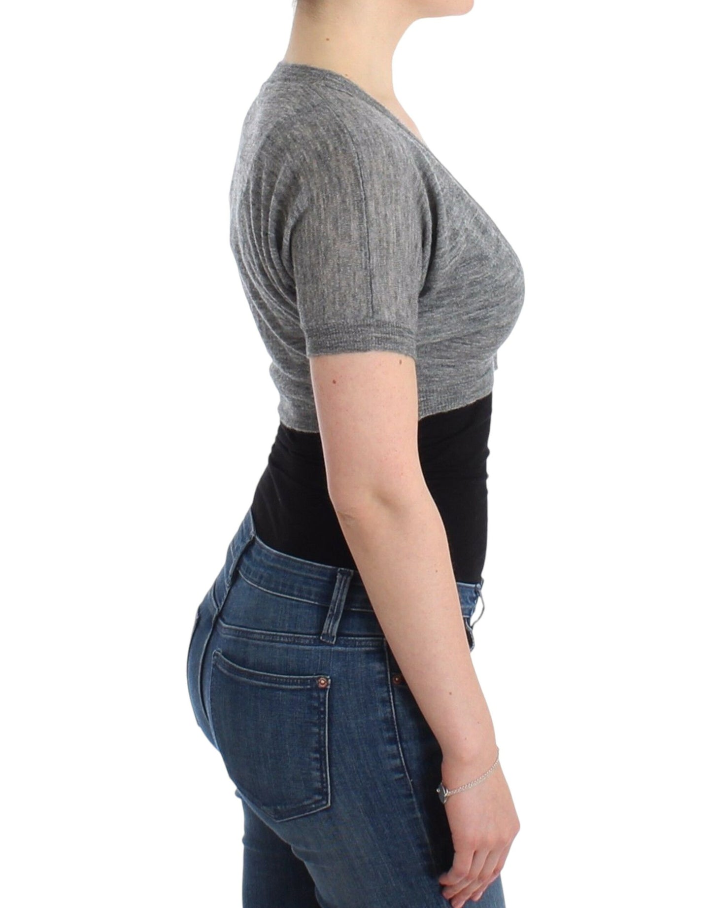 Dessous Strick Grau Bolero Pullover Cardigan