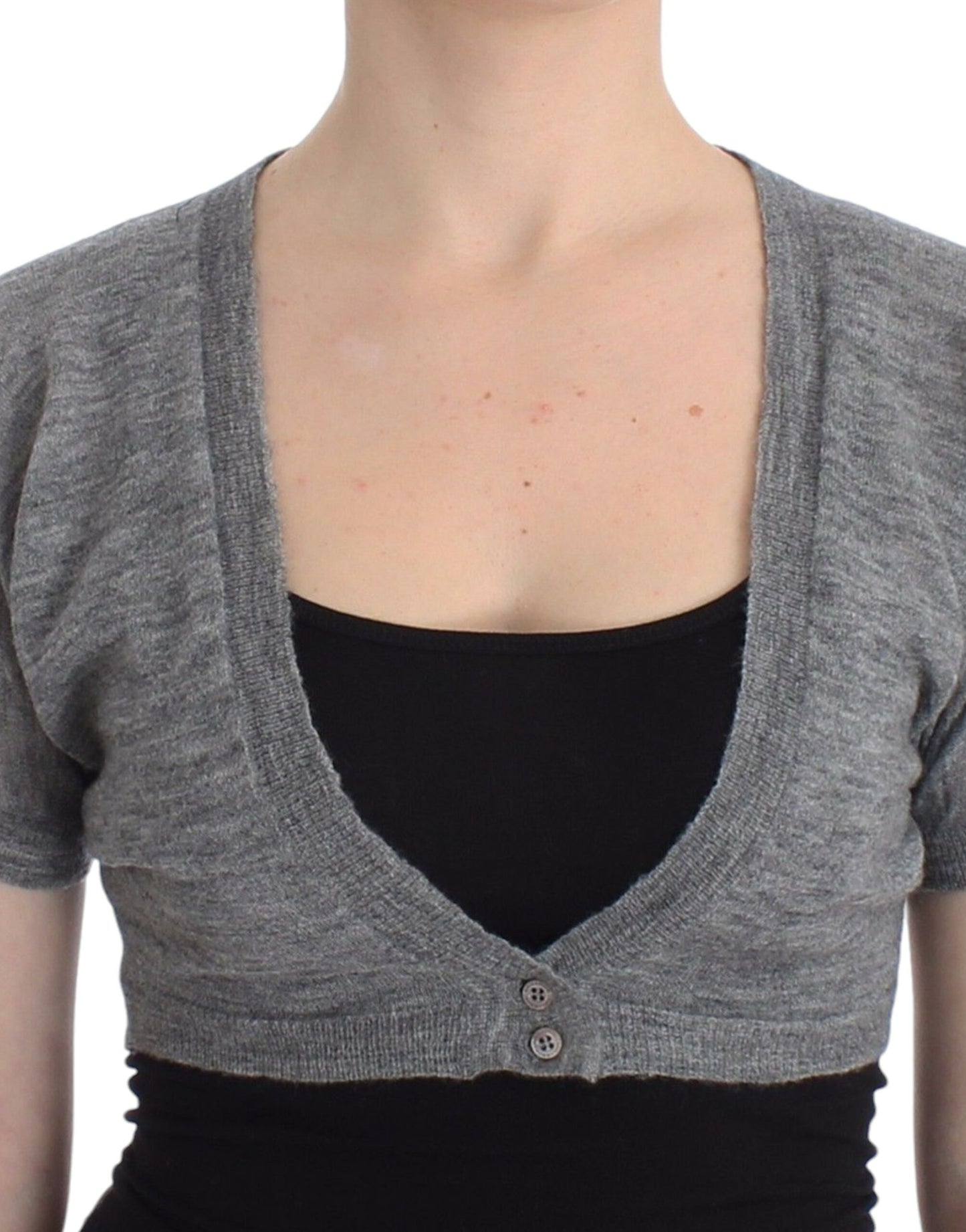 Dessous Strick Grau Bolero Pullover Cardigan