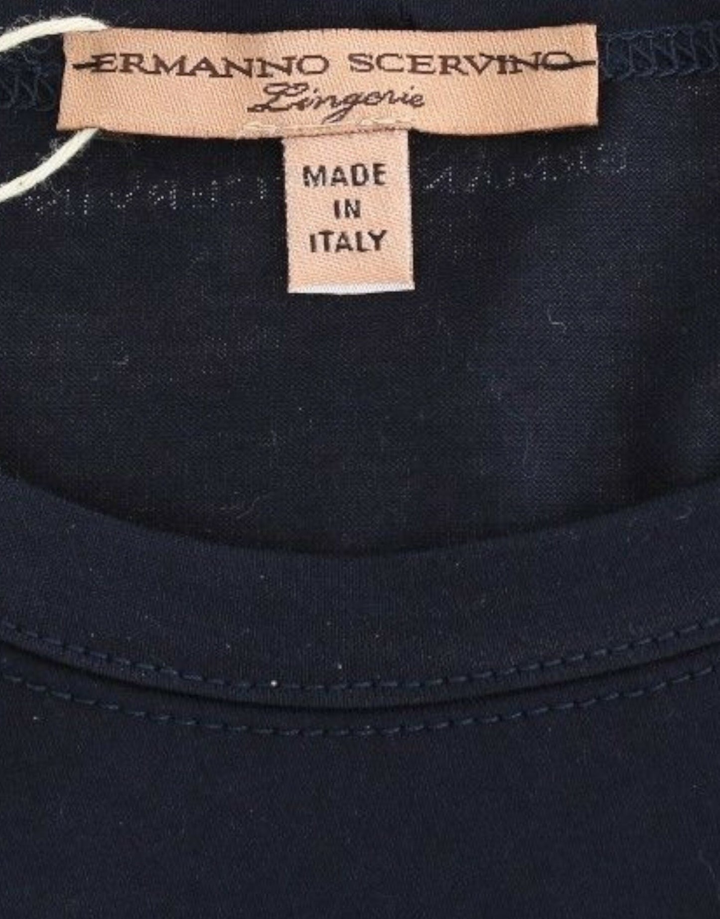Lingerie-blaues Baumwoll-T-Shirt mit Rundhalsausschnitt und Logo