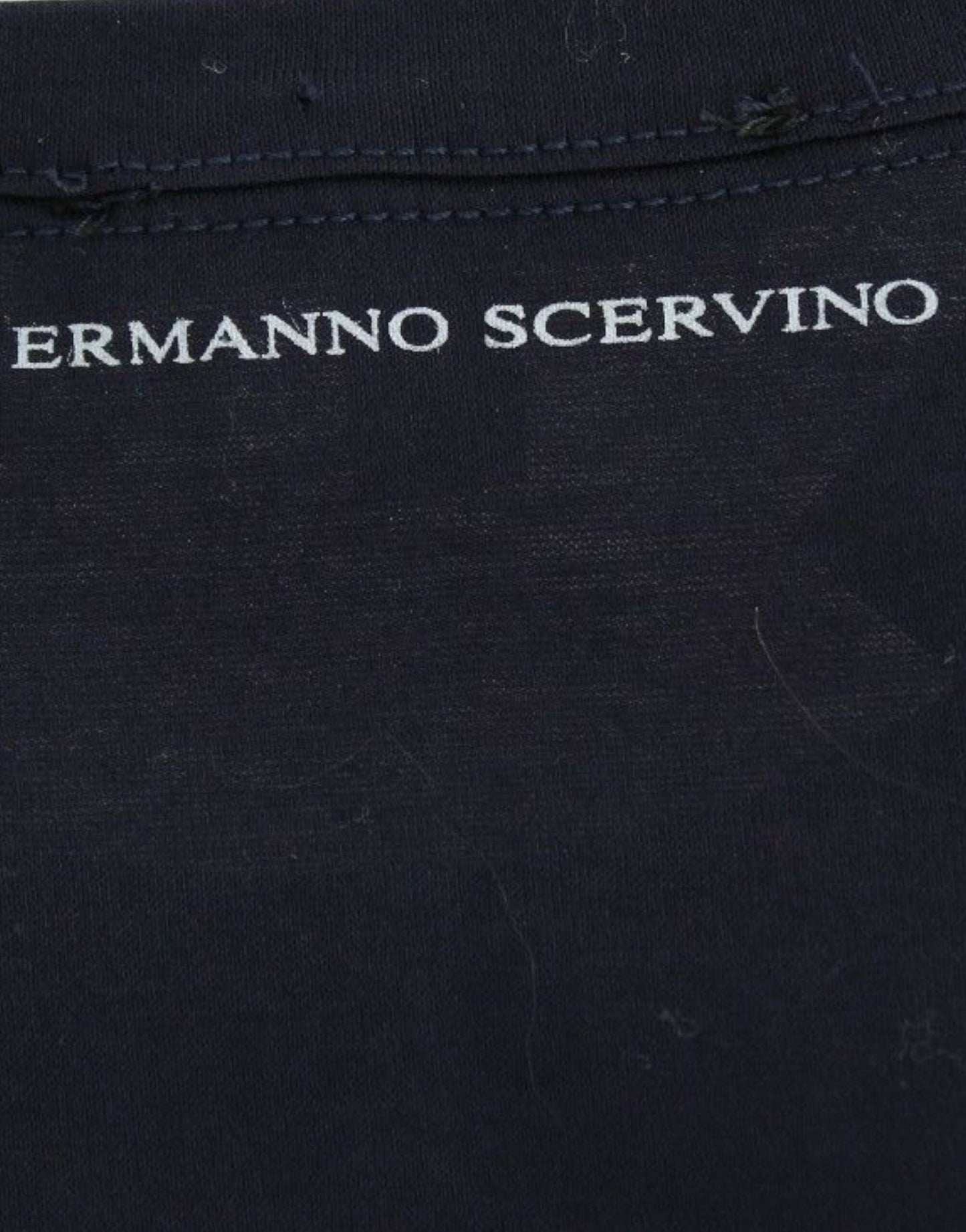 Lingerie-blaues Baumwoll-T-Shirt mit Rundhalsausschnitt und Logo