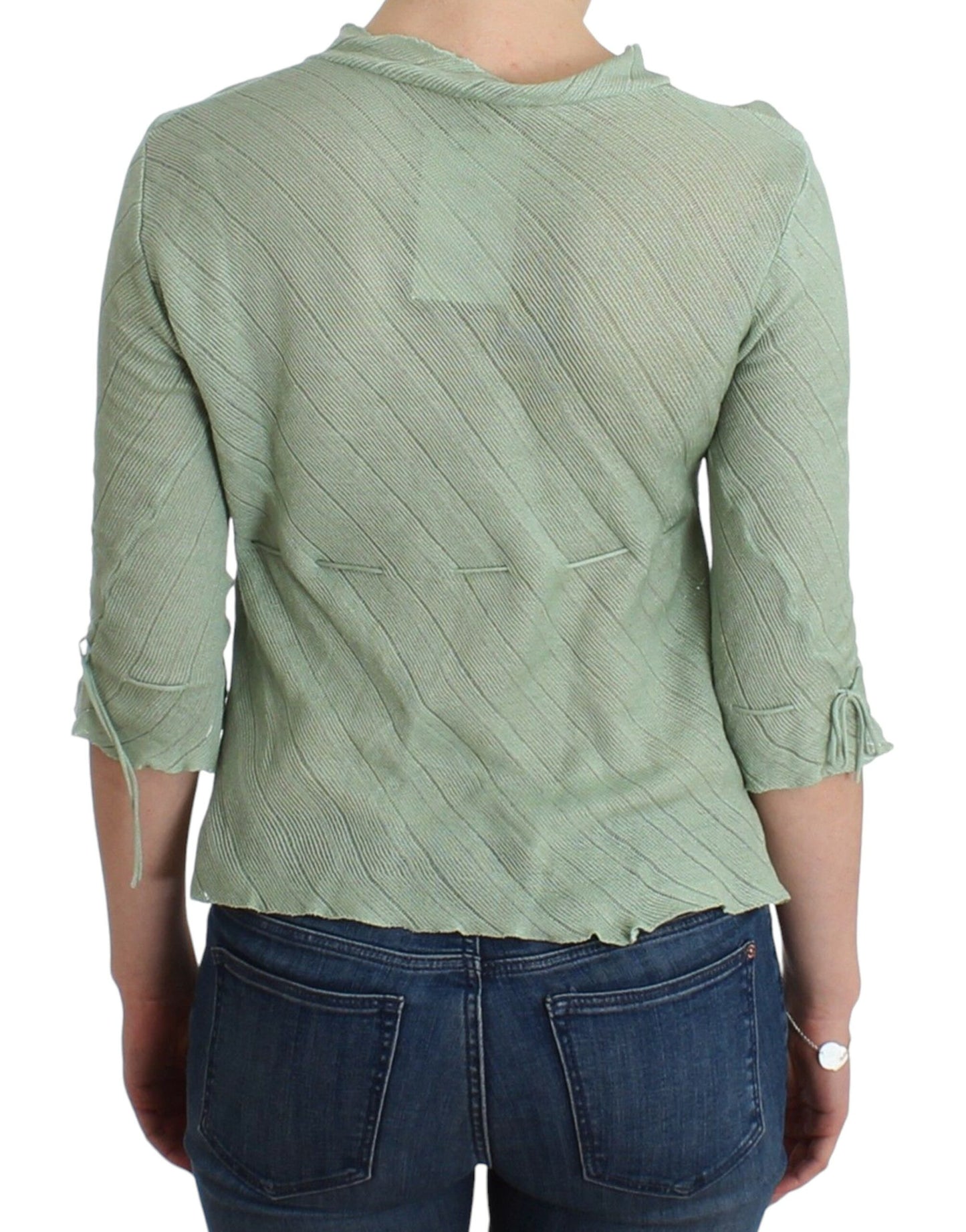 Grüne leichte Strickpullover-Oberteilbluse