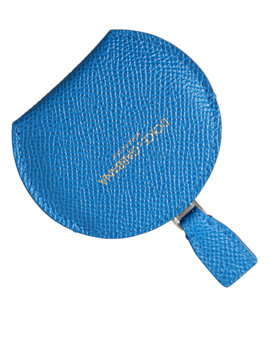 Handspiegelhalter aus blauem Kalbsleder mit rundem Logo