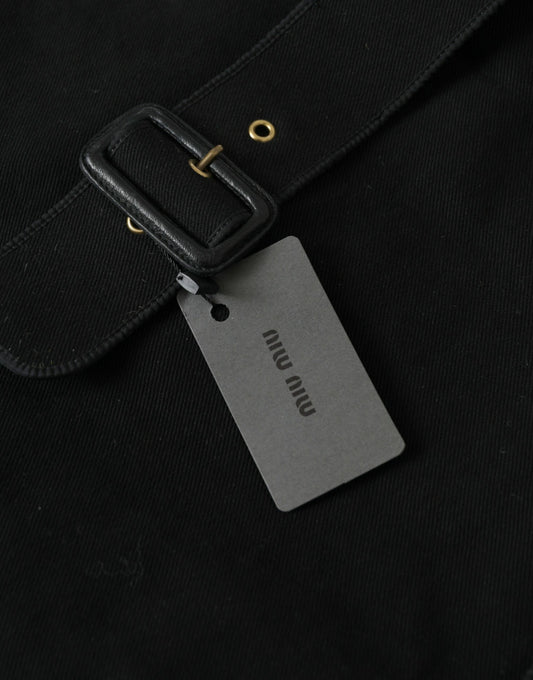 Black Canvas Denim Logo Shoulder Tote Shopping Bag