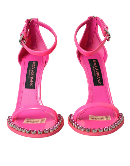 Rosa Leder Kristall Heels Sandalen Schuhe
