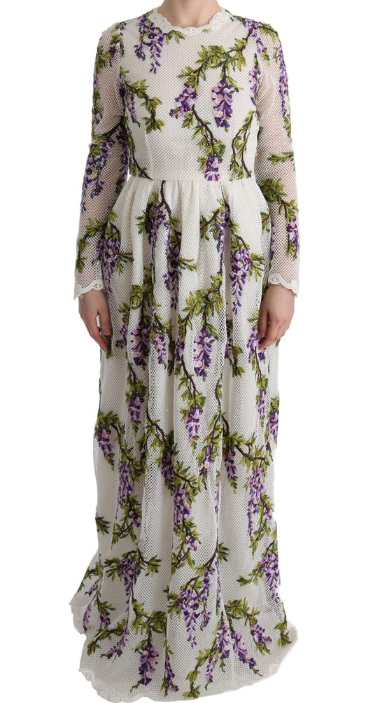 Weißes Maxikleid mit Blumenstickerei