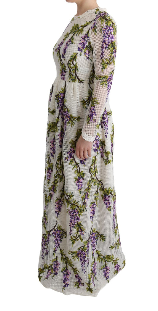 Weißes Maxikleid mit Blumenstickerei