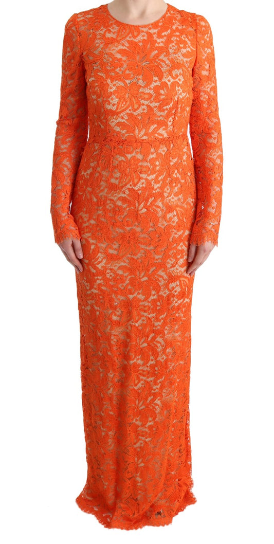 Orangefarbenes, florales Ricamo-Etuikleid