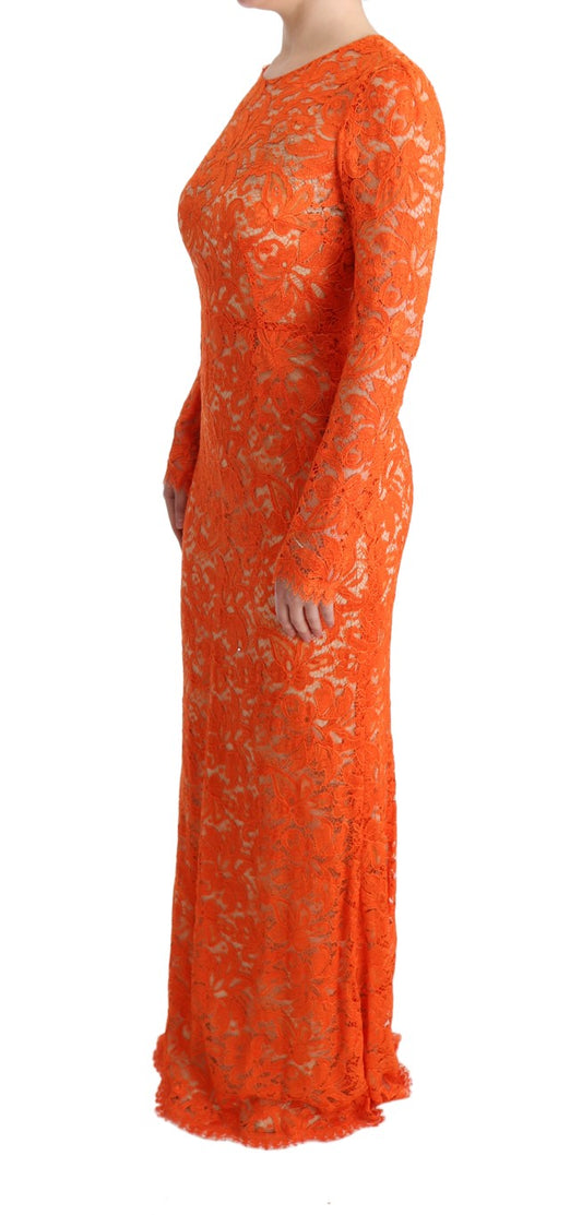 Orangefarbenes, florales Ricamo-Etuikleid