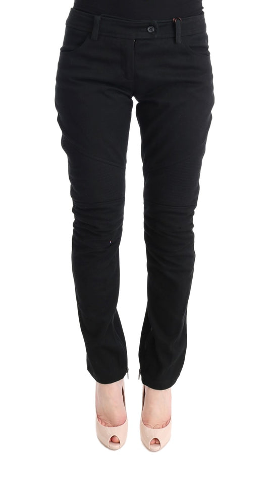 Schwarze Slim Fit Freizeithose aus Baumwolle