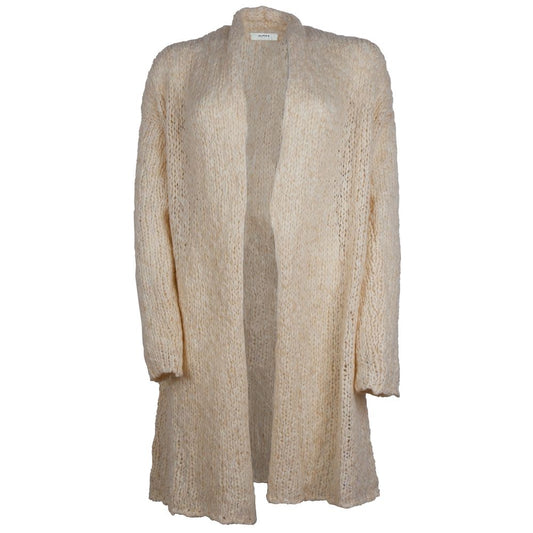 Beige Alpaca Wool Women Cardigan