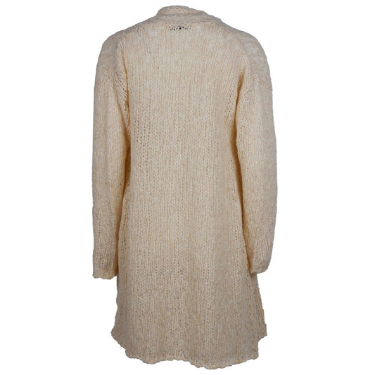 Beige Alpaca Wool Women Cardigan
