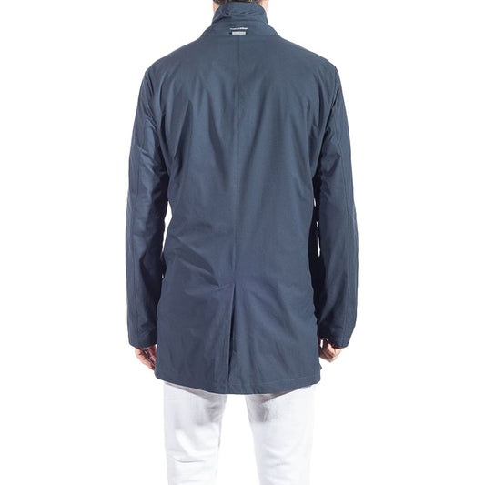 Blauer Trenchcoat aus recyceltem Polyester für Herren