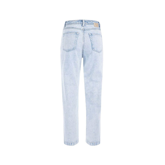 Blue Cotton Women's High-Waisted Jean