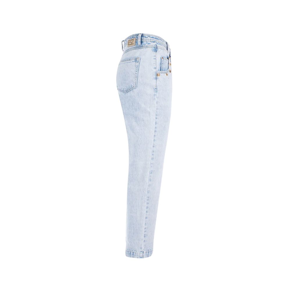 Blue Cotton Women's High-Waisted Jean