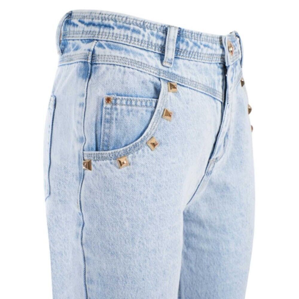 Blue Cotton Women's High-Waisted Jean