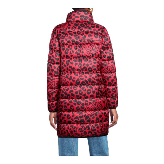 Schicke lange Daunenjacke mit Leopardenmuster