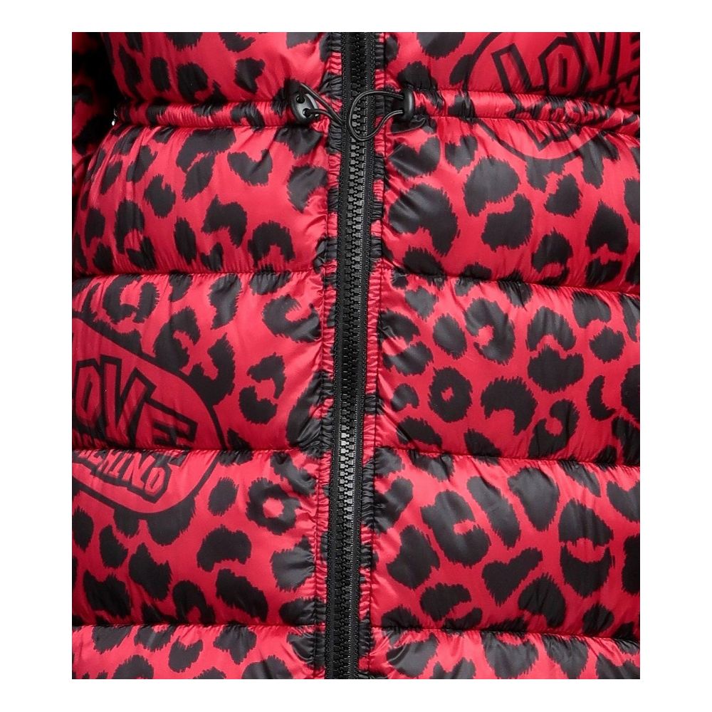 Schicke lange Daunenjacke mit Leopardenmuster