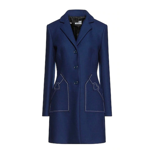 Blauer Wollmantel für Damen
