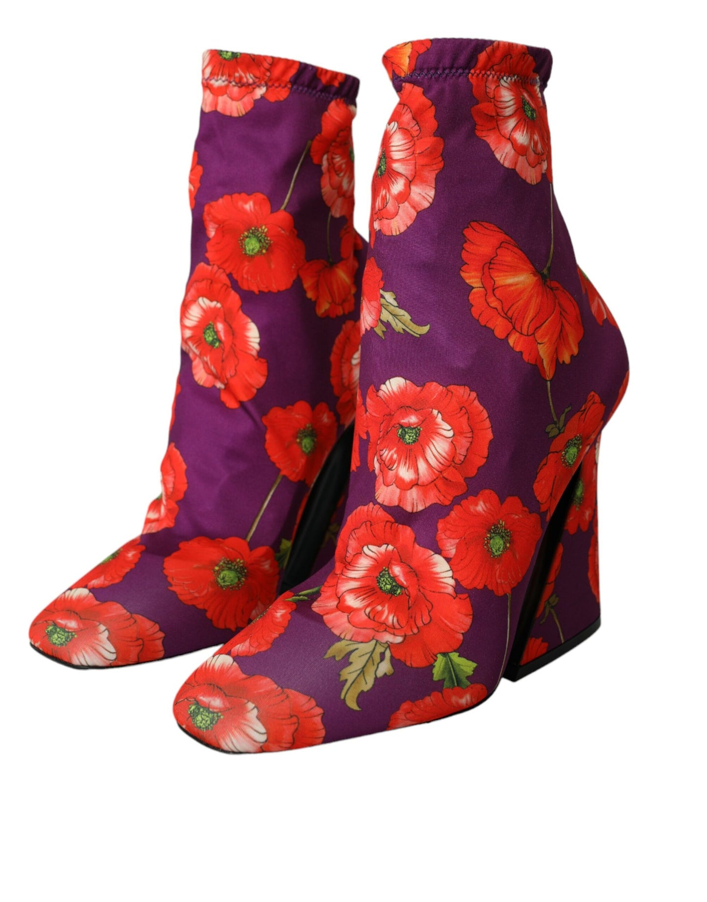Lila Blumen Jersey Stretch Stiefel Schuhe
