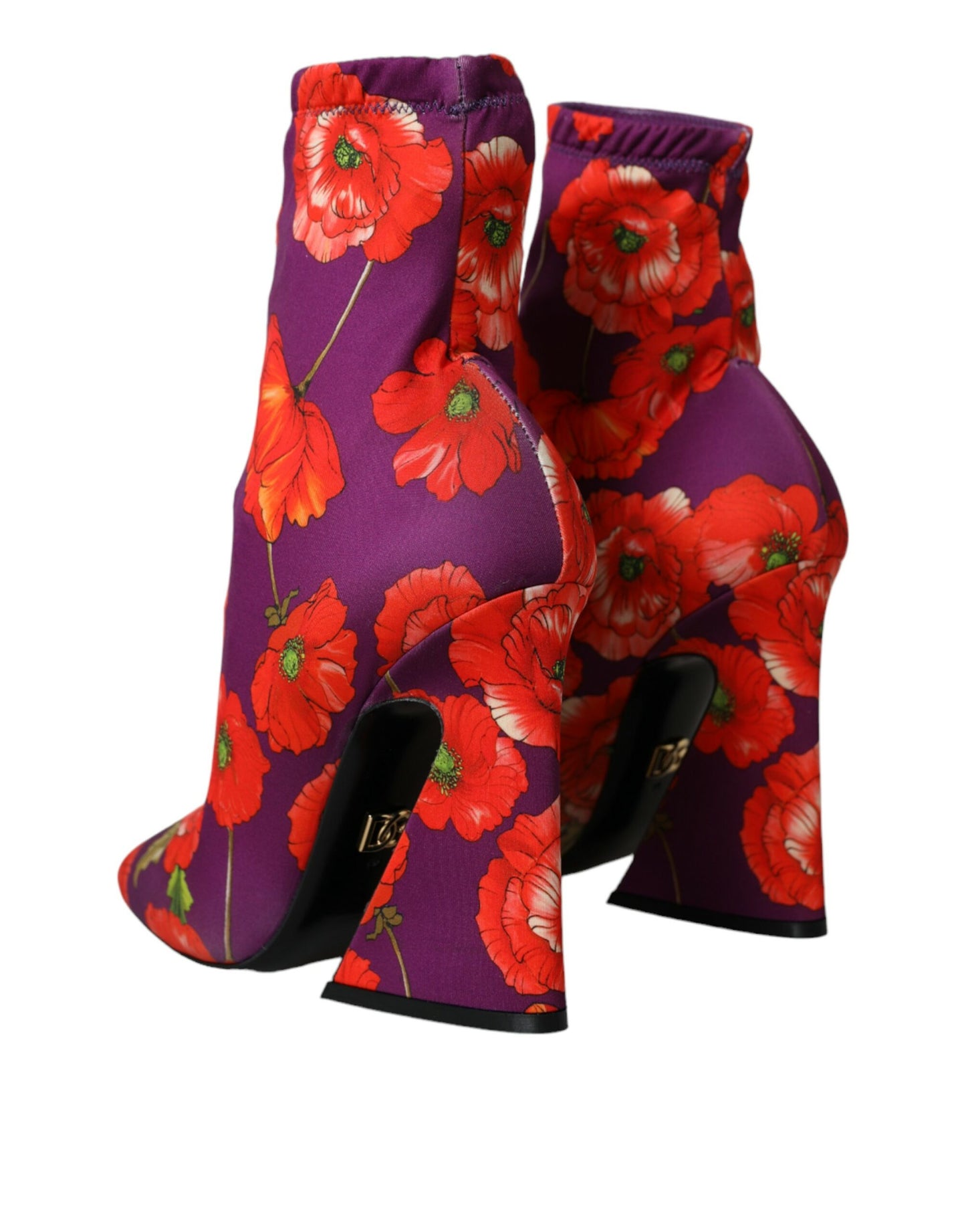 Lila Blumen Jersey Stretch Stiefel Schuhe