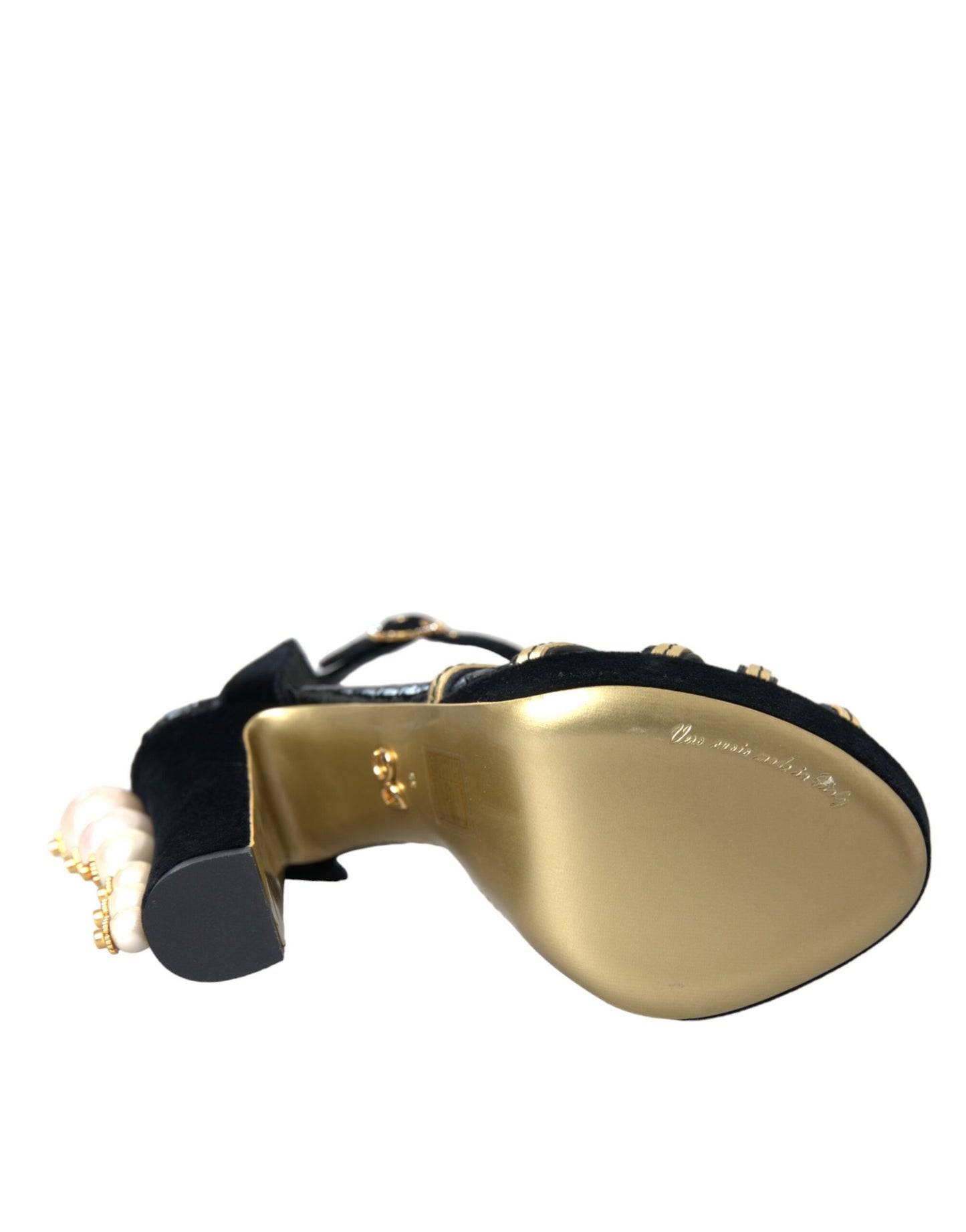 Schwarz Gold Verzierte Heels Sandalen Schuhe
