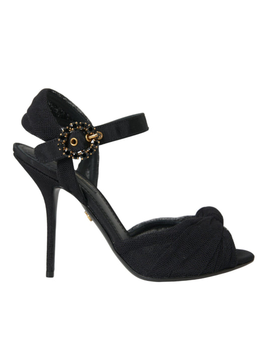 Schwarze Wildleder verziert Heels Sandalen Schuhe