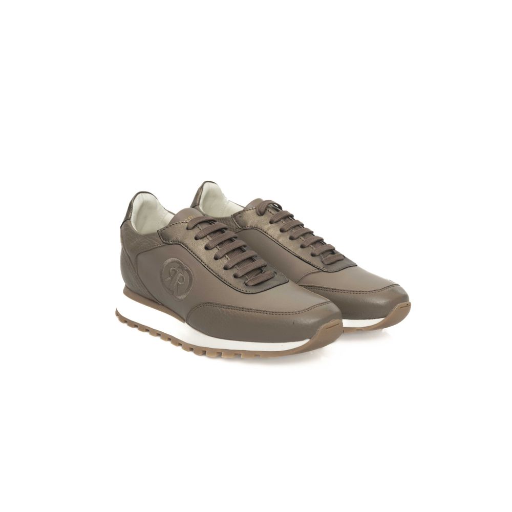 Beigefarbene Damen-Sneaker aus Rindsleder