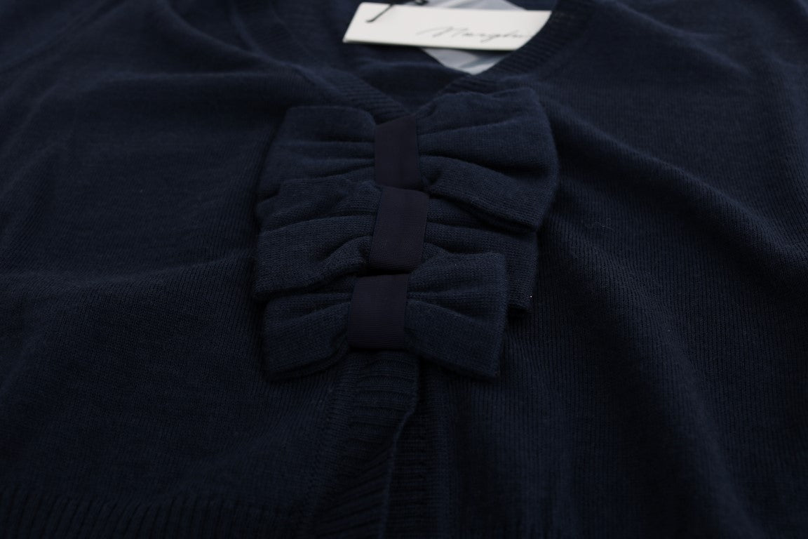 Blauer Wollblusenpullover
