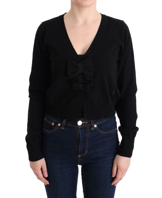 Schwarzer Wollblusenpullover