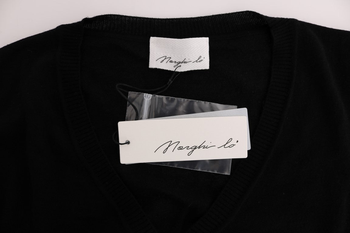 Schwarzer Wollblusenpullover