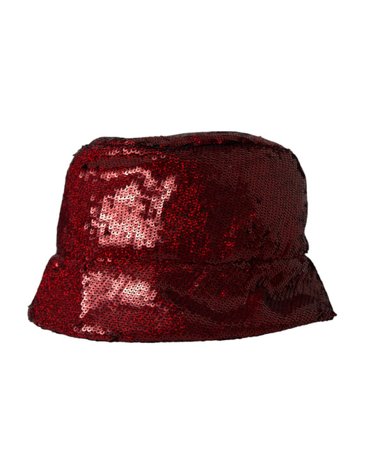 Roter Nylon-Bucket-Hut mit Pailletten für Herren