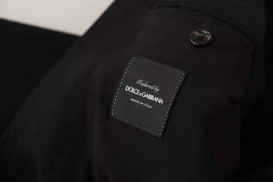 Schwarzer Slim Fit Wollmantel, Jacke, Blazer