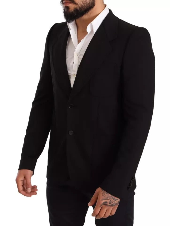 Schwarzer Slim Fit Wollmantel, Jacke, Blazer
