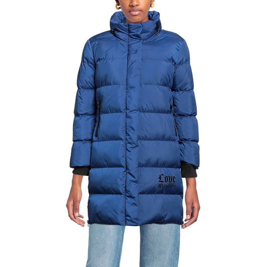 Schicke lange Daunenjacke mit Logo-Detail